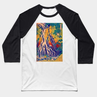 "Pilgrims at Kirifuri Waterfall on Mount Kurokami" by Katsushika Hokusai (1831-32) TECHNICOLOR REMASTERED Baseball T-Shirt